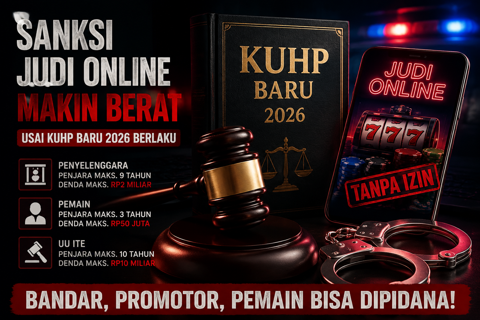 Awas, Sanksi Judi Online Makin Berat Usai KUHP Baru 2026 Berlaku
